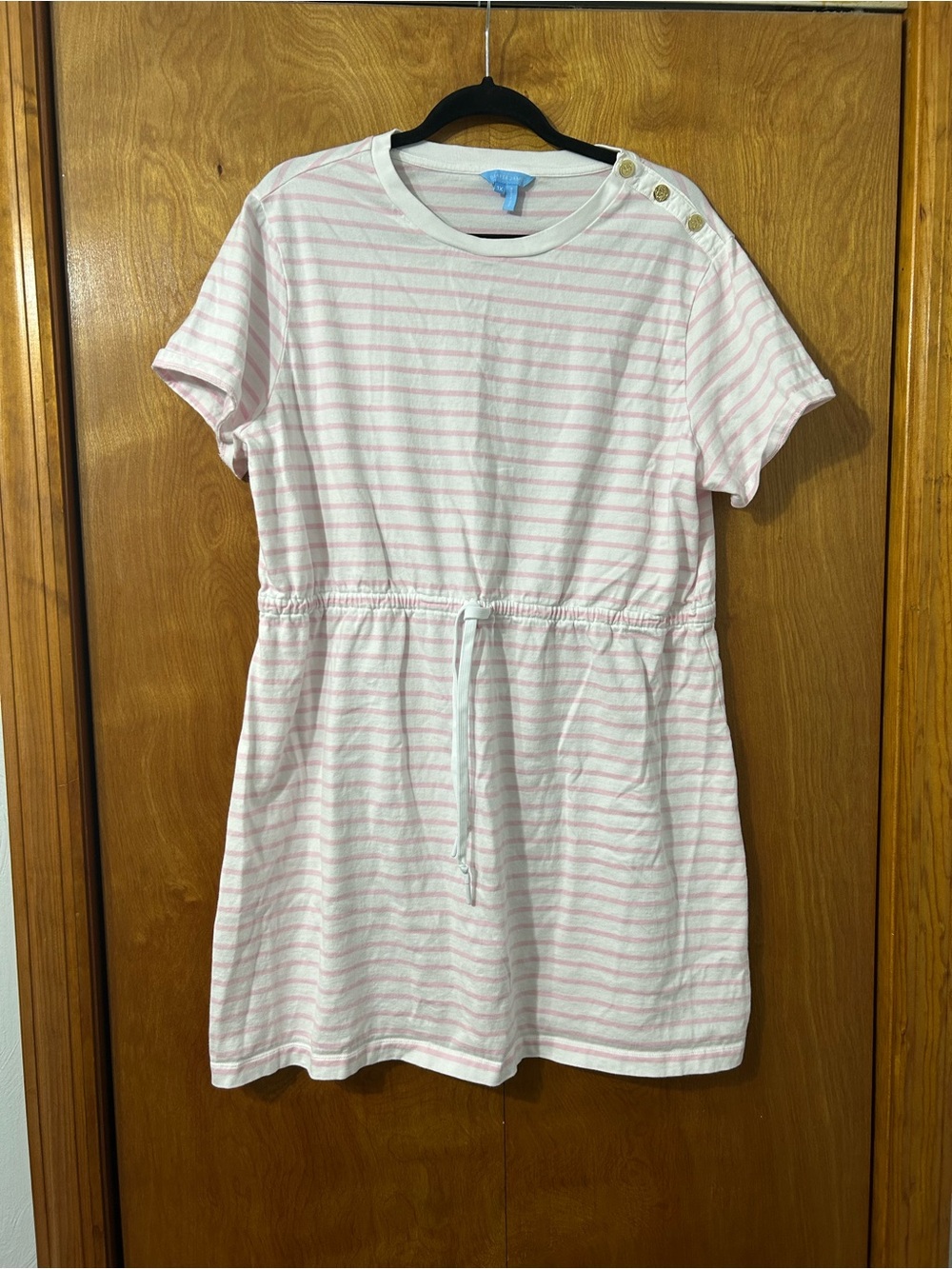 Draper James Pink Stripe Drawstring Tee Dress